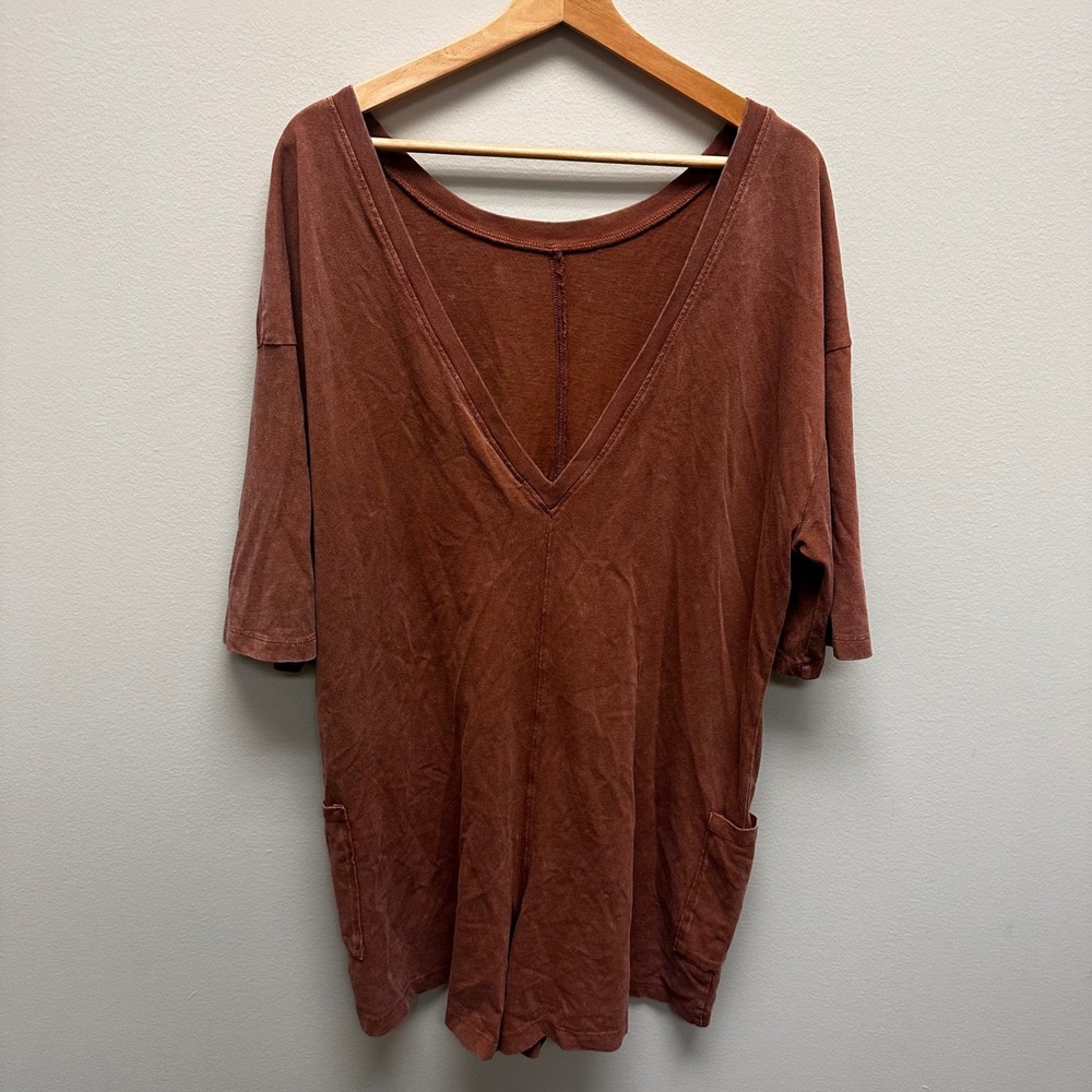 Jayne Double Zero Romper Jumpsuit V Back‎ Womens Large Lovely Large Chestnut NWT